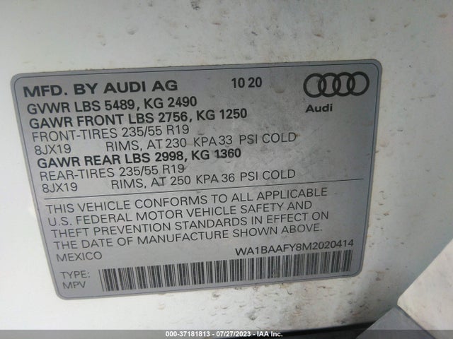 WA1BAAFY8M2020414 Audi Q5 Premium Plus