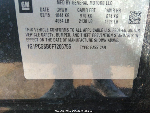 Chevrolet Cruze 1lt Auto 2015 1G1PC5SB6F7206756 Image 9