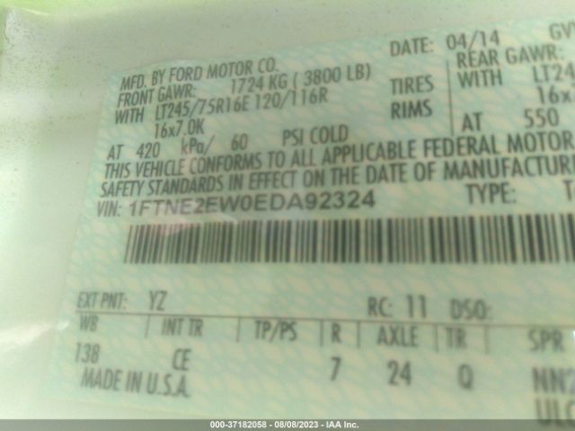 1FTNE2EW0EDA92324 Ford Econoline Cargo Van Commercial/recreational