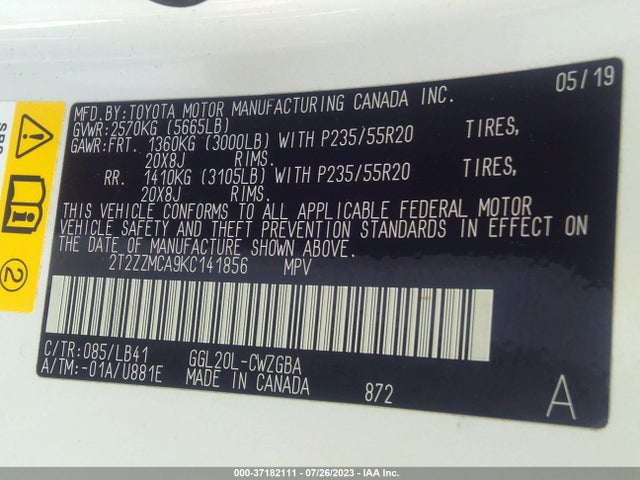 2T2ZZMCA9KC141856 Lexus Rx Rx 350