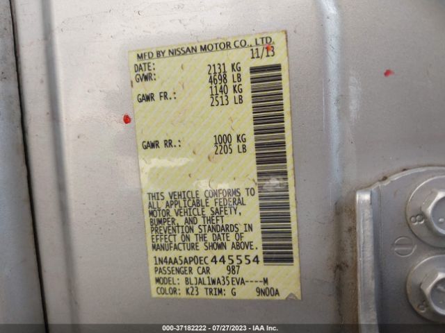 1N4AA5AP0EC445554 Nissan Maxima 3.5 Sv W/sport Pkg