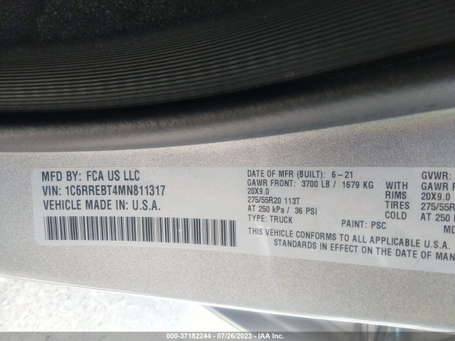 1C6RREBT4MN811317 RAM 1500 Big Horn