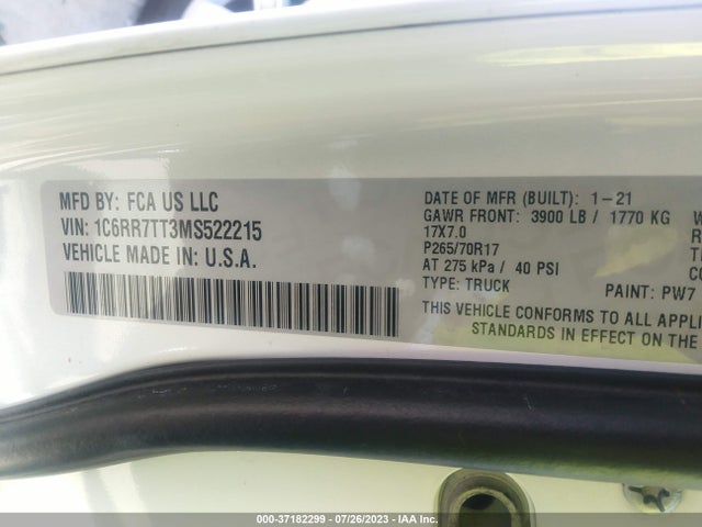 1C6RR7TT3MS522215 RAM 1500 Classic Slt