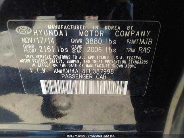 Hyundai ELANTRA SE 2015 KMHDH4AE4FU387998 Image 16