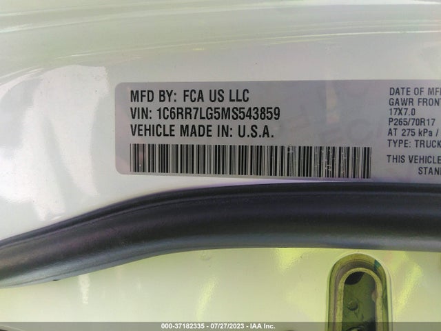 1C6RR7LG5MS543859 RAM 1500 Classic Slt