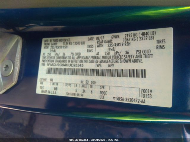 1FMCU9G94HUE95345 Ford ESCAPE SE