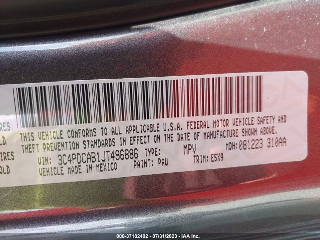 Dodge JOURNEY SE 2018 3C4PDCAB1JT496886 Image 9