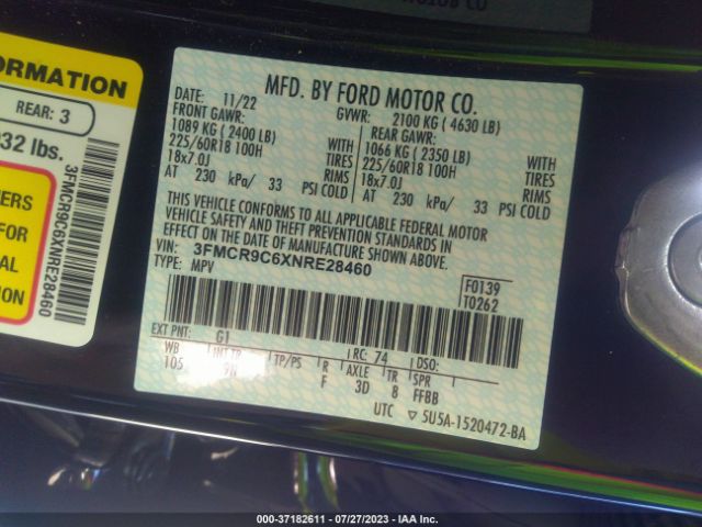 3FMCR9C6XNRE28460 Ford Bronco Sport Outer Banks