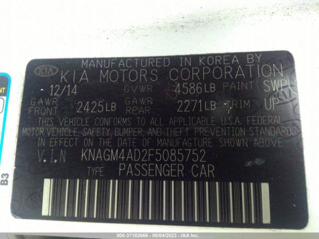 KNAGM4AD2F5085752 KIA OPTIMA HYBRID