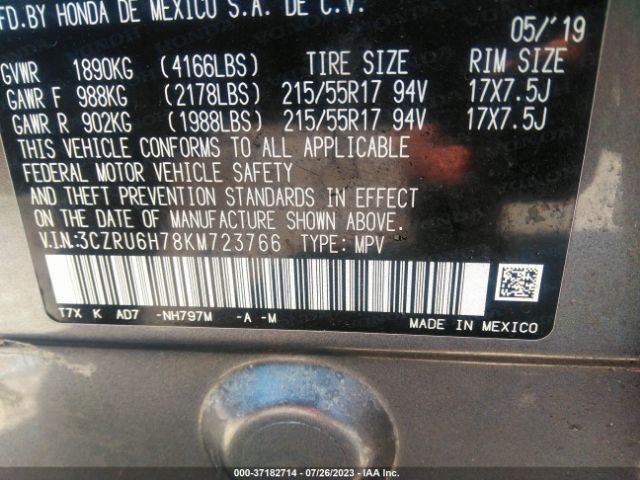 3CZRU6H78KM723766 Honda Hr-v Ex-l