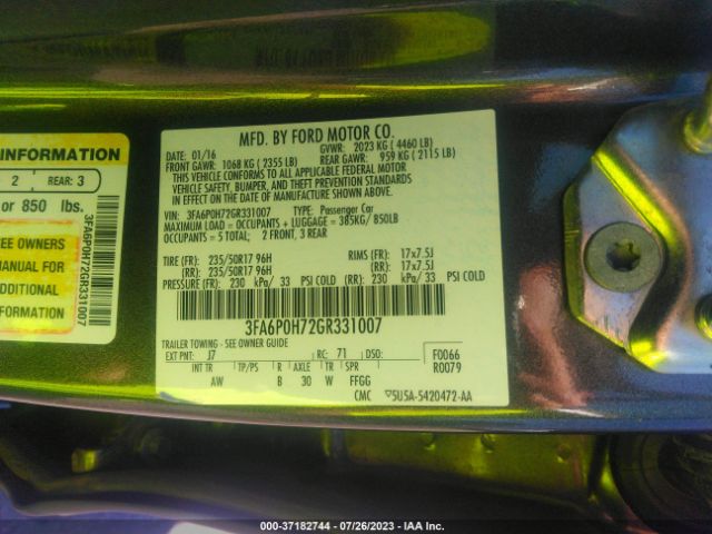 3FA6P0H72GR331007 Ford FUSION SE