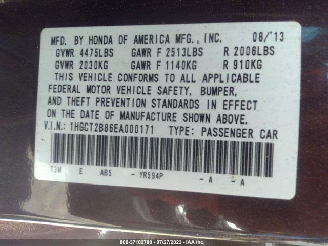 Honda Accord Coupe Ex-l 2014 1HGCT2B86EA000171 Image 16