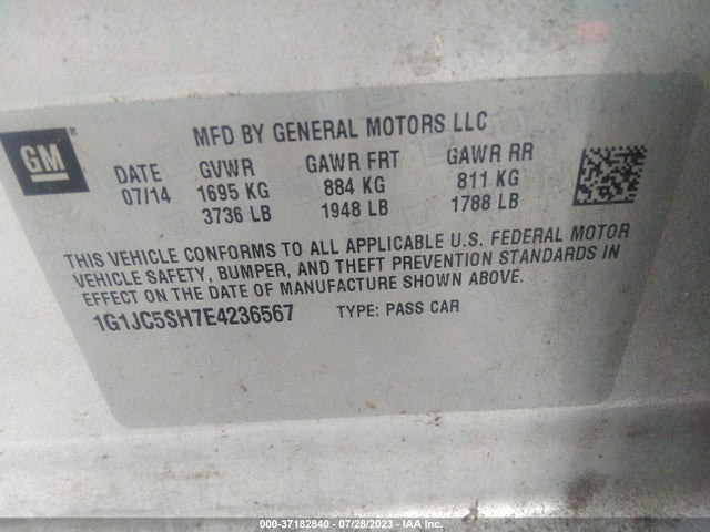 Chevrolet SONIC LT 2014 1G1JC5SH7E4236567 Image 15