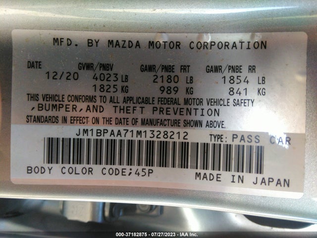 Mazda Mazda3 Sedan 2.0 2021 JM1BPAA71M1328212 Image 15