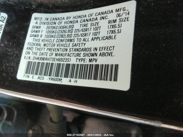 Honda Cr-v Ex-l 2014 2HKRM4H73EH692351 Image 9