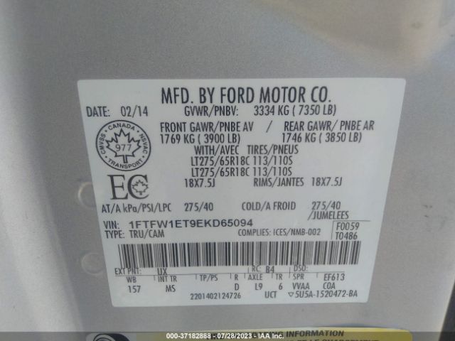 1FTFW1ET9EKD65094 Ford F-150 Xl/xlt/fx4/lariat