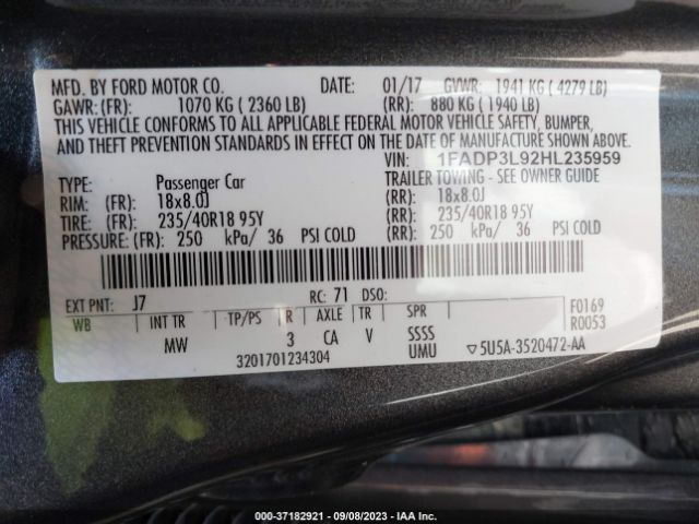 1FADP3L92HL235959 Ford FOCUS ST