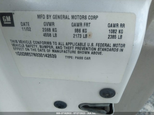 2003 CADILLAC CTS VIN: 1G6DM57N830142639