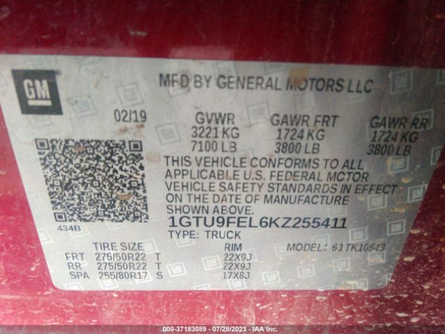 1GTU9FEL6KZ255411 GMC Sierra 1500 Denali