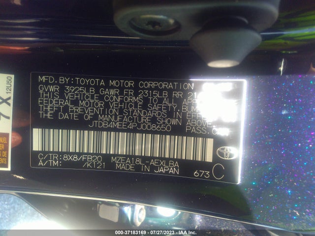 2023 TOYOTA COROLLA LE VIN: JTDB4MEE4PJ008650