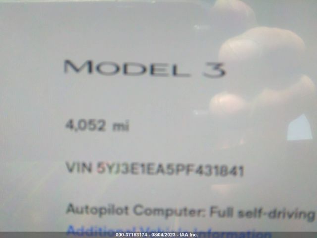 5YJ3E1EA5PF431841 Tesla MODEL 3