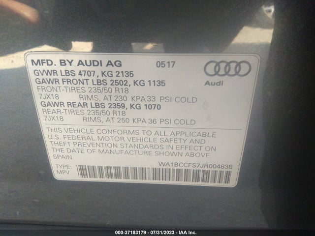 WA1BCCFS7JR004838 Audi Q3 Premium/sport Premium