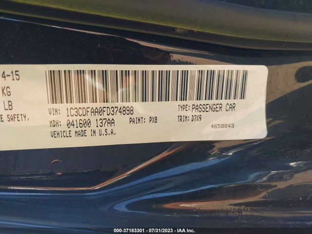 Dodge DART SE 2015 1C3CDFAA0FD374898 Image 9