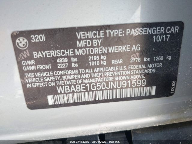 WBA8E1G50JNU91599 BMW 3 Series 320i