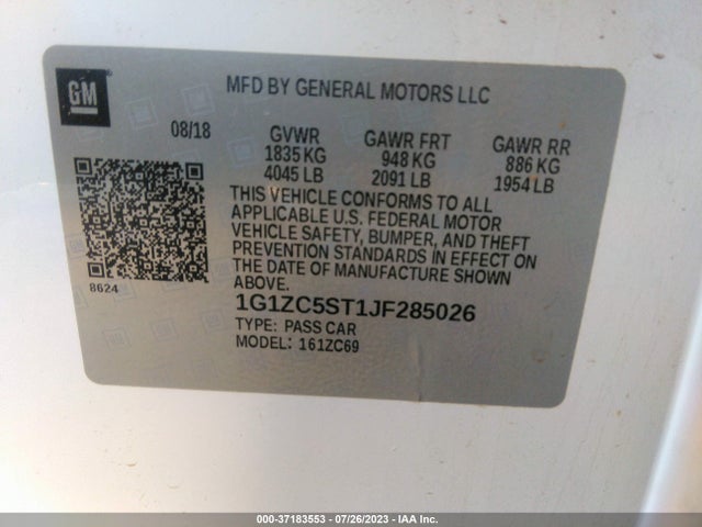 Chevrolet MALIBU LS 2018 1G1ZC5ST1JF285026 Image 9