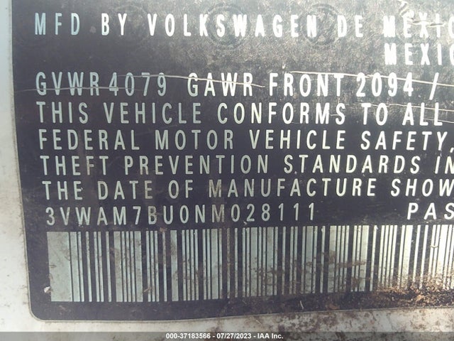 3VWAM7BU0NM028111 Volkswagen Jetta Sport
