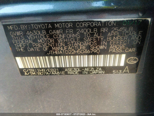 JTHBA1D22H5046790 Lexus IS