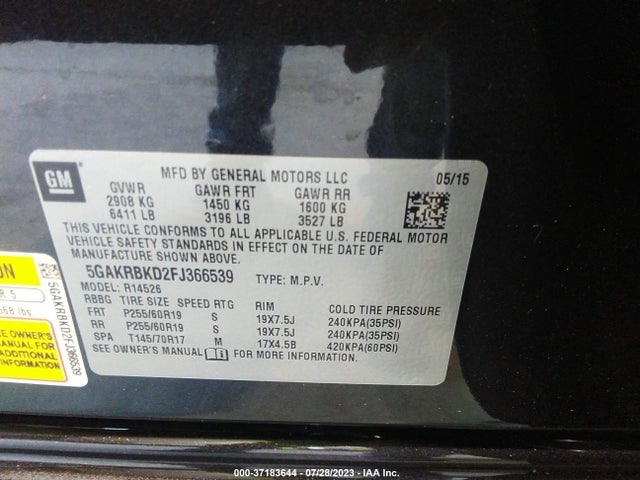 Buick Enclave Leather 2015 5GAKRBKD2FJ366539 Image 9