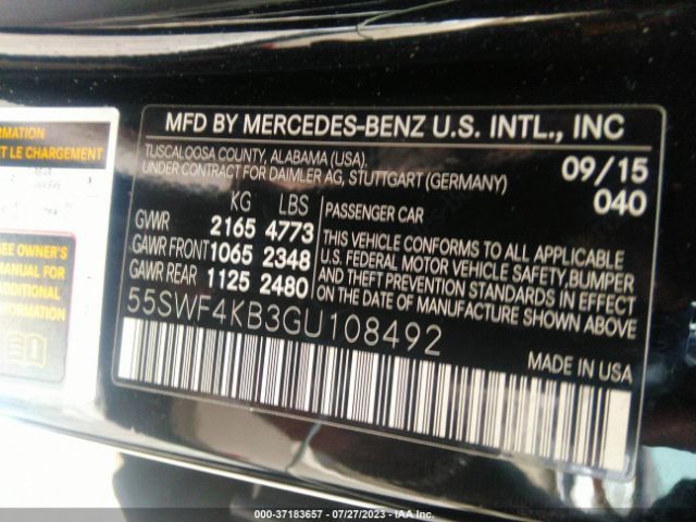 55SWF4KB3GU108492 Mercedes-Benz C-class C 300