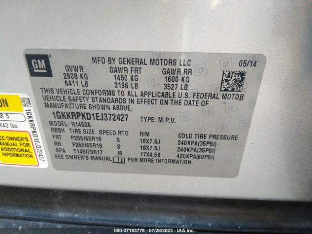 1GKKRPKD1EJ372427 GMC ACADIA SLE