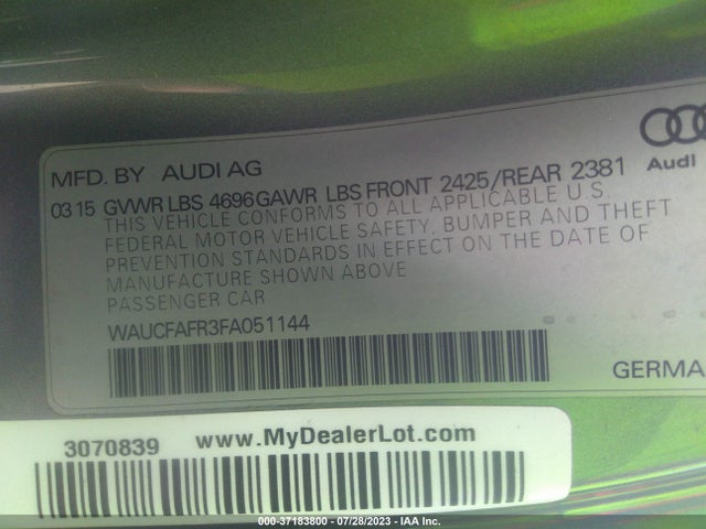 WAUCFAFR3FA051144 Audi A5 PREMIUM