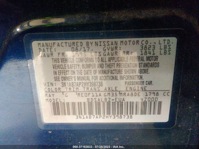 3N1AB7AP2HY398738 Nissan SENTRA S