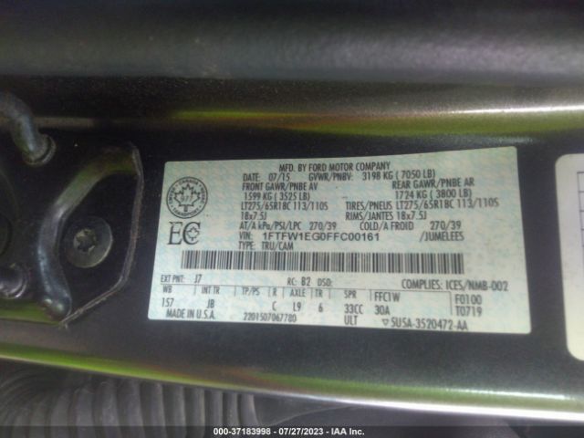 1FTFW1EG0FFC00161 Ford F-150 Xlt W