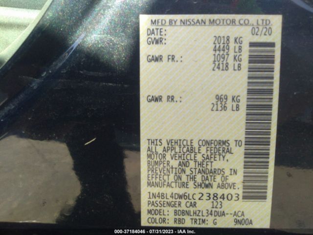 1N4BL4DW6LC238403 Nissan Altima 2.5 Sv