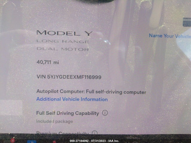 Tesla Model Y Long Range 2021 5YJYGDEEXMF116999 Image 14