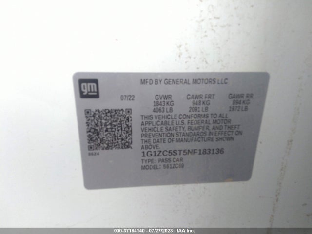 Chevrolet MALIBU LS 2022 1G1ZC5ST5NF183136 Image 15
