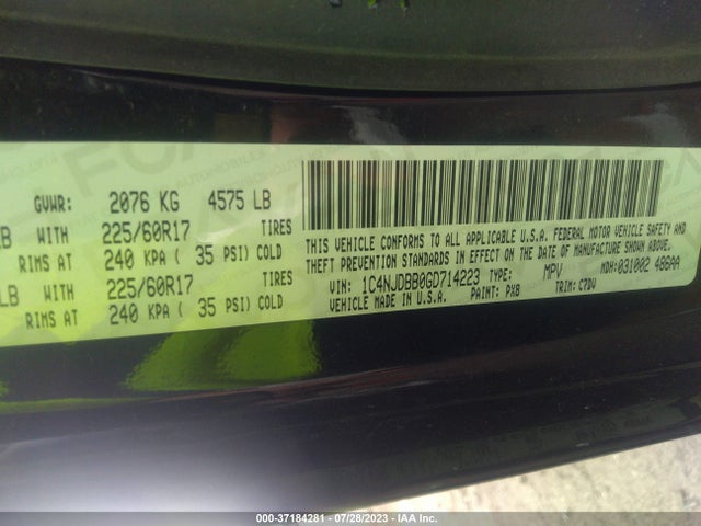 Jeep Compass Sport 2016 1C4NJDBB0GD714223 Image 9