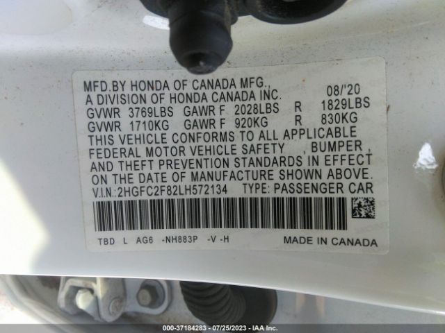 2HGFC2F82LH572134 Honda Civic Sedan Sport