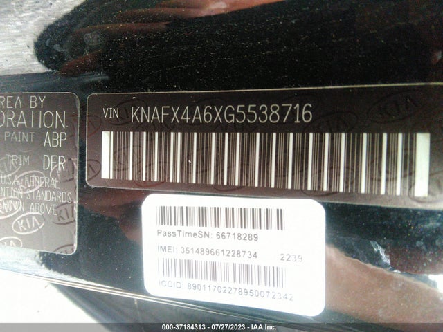 2016 KIA FORTE LX VIN: KNAFX4A6XG5538716