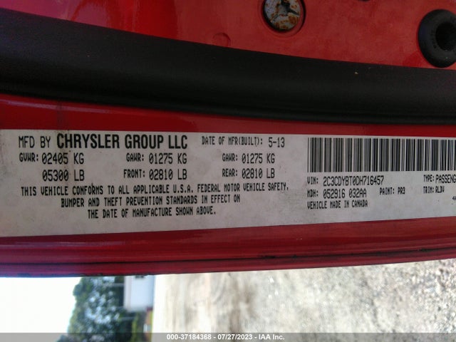 2013 DODGE CHALLENGER R/T PLUS VIN: 2C3CDYBT0DH716457
