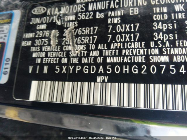 5XYPGDA50HG207540 KIA Sorento Lx V6
