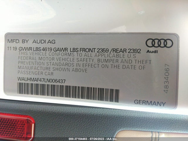 WAUHMAF47LN006437 Audi A4 Premium Plus