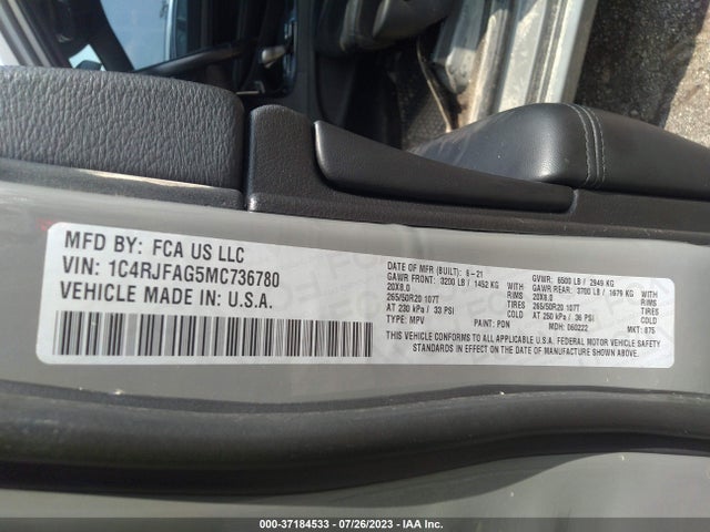 1C4RJFAG5MC736780 Jeep Grand Cherokee Laredo X