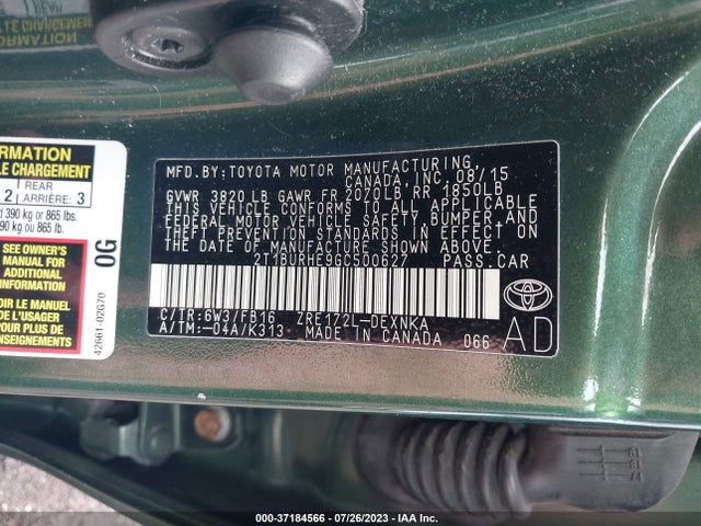 2016 TOYOTA COROLLA LE VIN: 2T1BURHE9GC500627