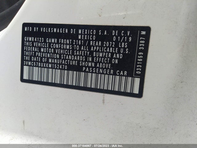 3VWC57BUXKM152470 Volkswagen Jetta S/se/r-line