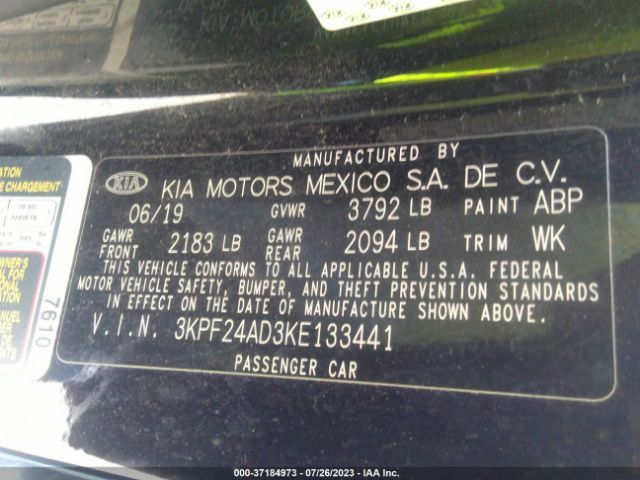 3KPF24AD3KE133441 KIA Forte Lxs